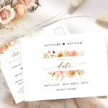 Chic Peach, Blush, Champagne Wedding Save The Date Postcard<br><div class="desc">Announce your wedding date with this beautiful wedding save the date postcard. Elegant modern hand written Script typography through out. Clean and simple style. Black and white design with touches of gold with phrase Save the Date in Script and block typography in golden hues. Ability to change "Save the" to...</div>