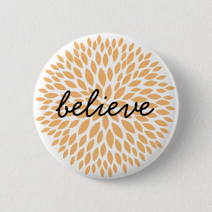 Chic Peach Floral 2 Inch Round Button