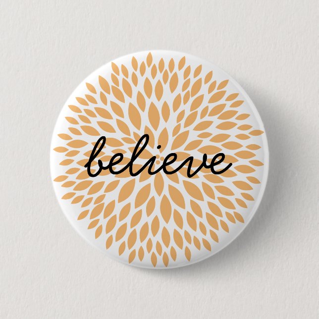 Chic Peach Floral 2 Inch Round Button (Front)