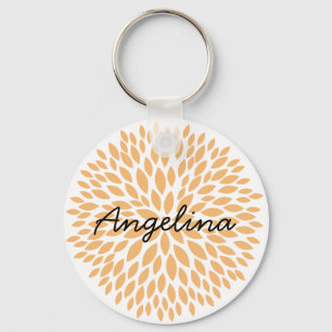 Chic Peach Floral Keychain