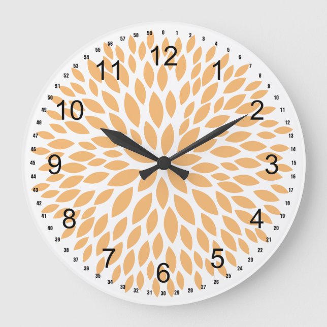 Chic Peach Floral Large Clock (Front)