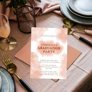 Chic Peach Fuzz Graduation  Invitation