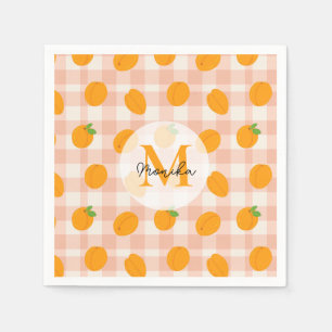 Chic Peach Pattern with Retro Buffalo Personalized Napkin