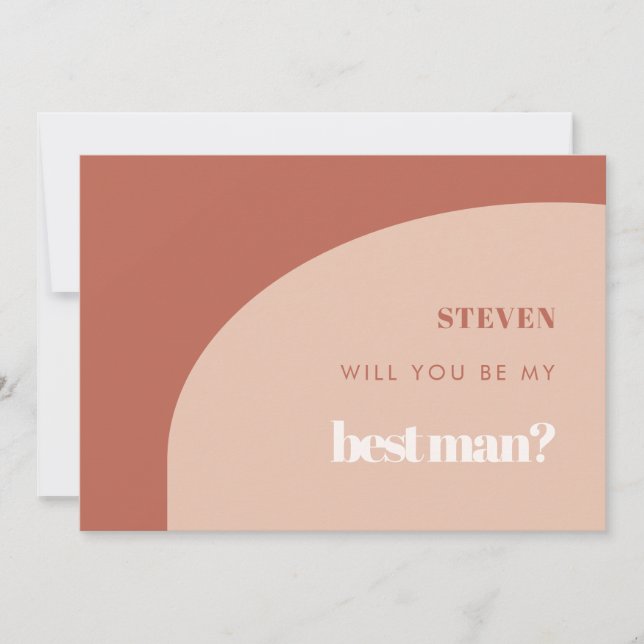 Chic peach terracotta arch Best man proposal card (Front)