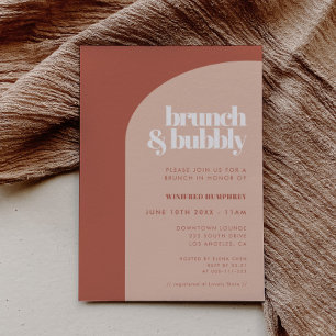 Chic Peach Terracotta Arch Brunch and Bubbly Invitation