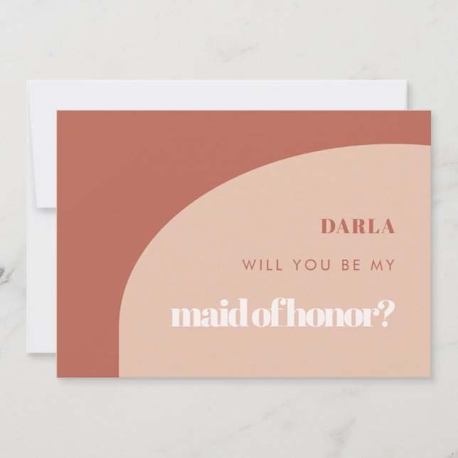 Chic peach terracotta Maid of honour proposal card (Front)