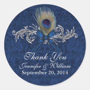 Chic Peacock Feather Wedding Favor Sticker