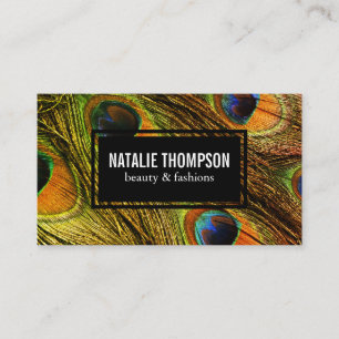 Chic Peacock Feathers Pattern Business Card