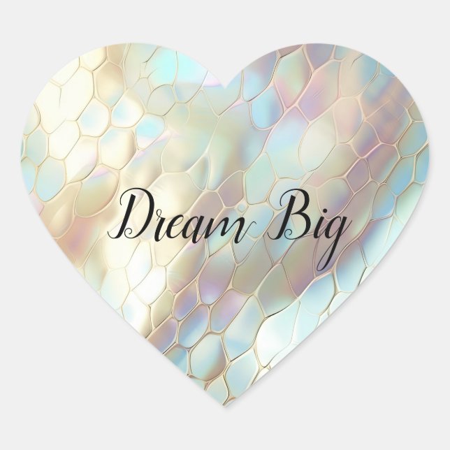 Chic Pearl Aqua Blue Abstract Heart Sticker (Front)