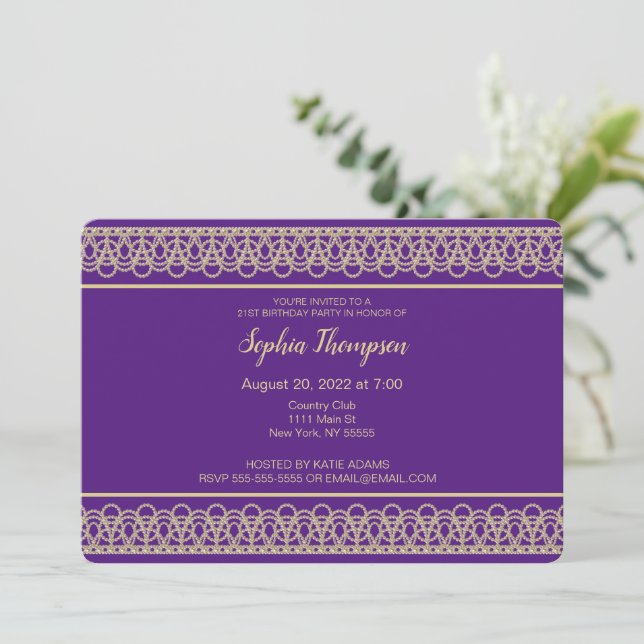 Chic Pearl Border 21st Birthday Party Invitation (Standing Front)