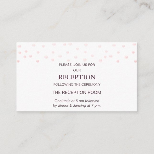 Chic Pearl Confetti on Cassis & White Wedding Enclosure Card (Front)