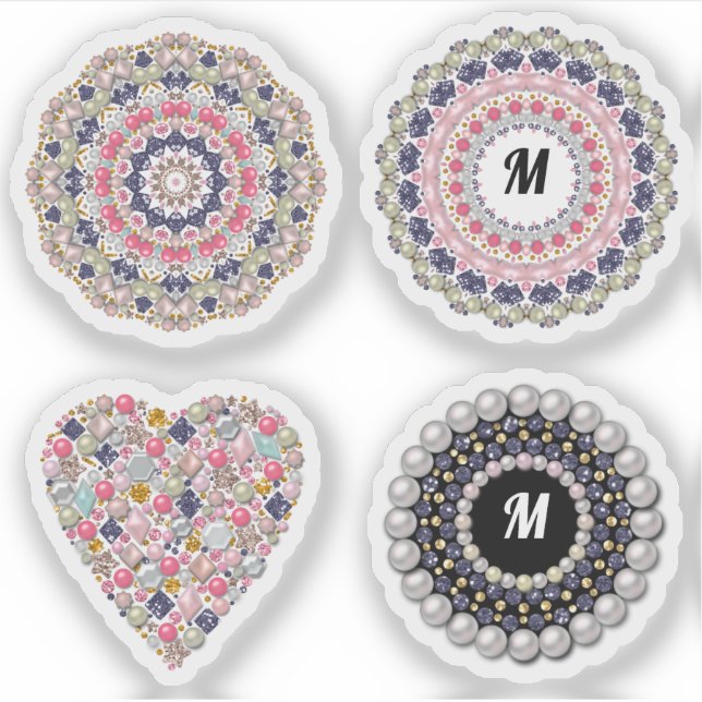 Chic pearl set, mandala, brooch, decoration, pearl (Front)