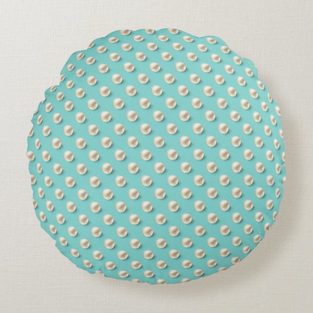 Chic Pearl & Turquoise Round Coussin (Devant)