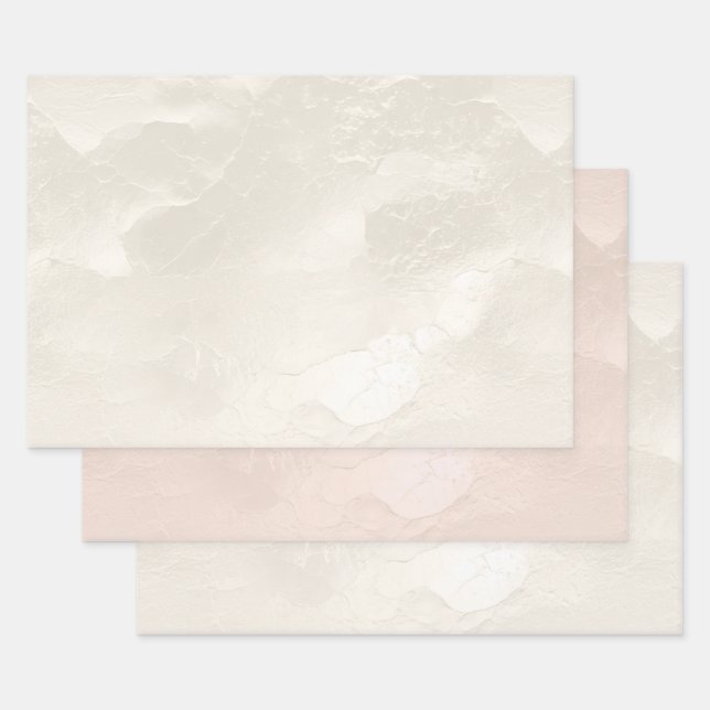 Chic Pearl White Glam Ivory Blush Wedding   Wrapping Paper Sheet (Set)