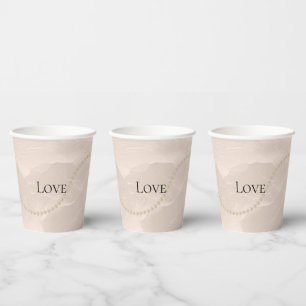 Chic Pearls Glam Ivory blush Wedding   Paper Cups