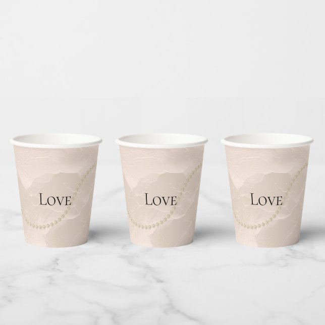 Chic Pearls Glam Ivory blush Wedding   Paper Cups (Multi)