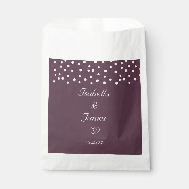 Chic pearls on cassis Wedding Favour Bag (Front)