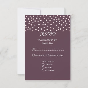 Chic Pearls on Cassis Wedding RSVP Card