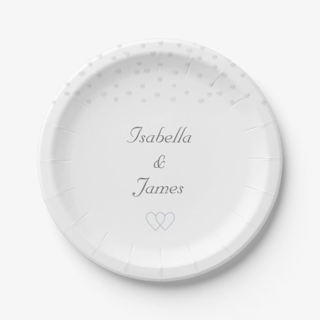 Chic pearls on white background Wedding Paper Plate (Front)