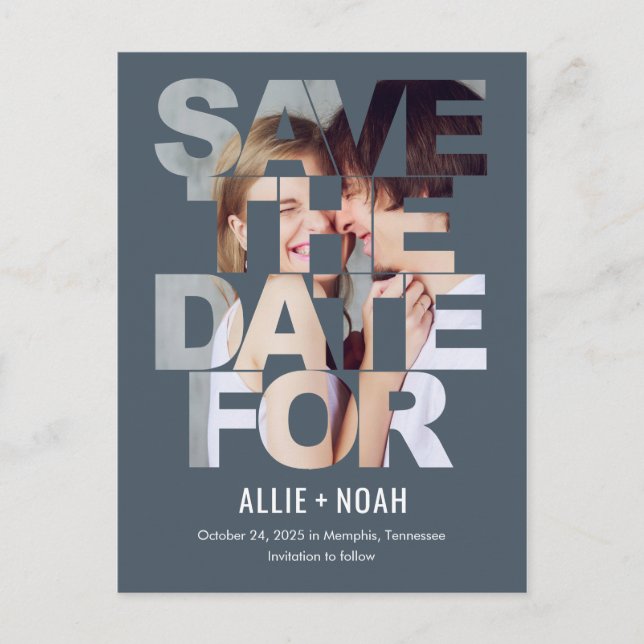 Chic Peek EDITABLE COLOR Save The Date Postcard (Front)