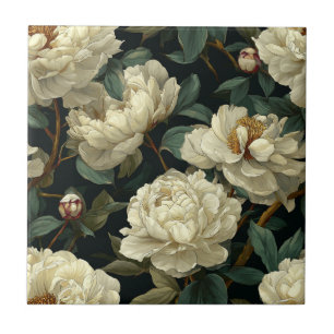 Chic Peonies Ceramic Tiles For Indoor Flooring