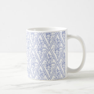 Chic Periwinkle Blue Floral Diamond Pattern Coffee Mug
