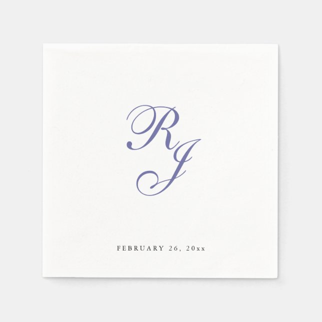 Chic Periwinkle Monogram Wedding Napkins (Front)