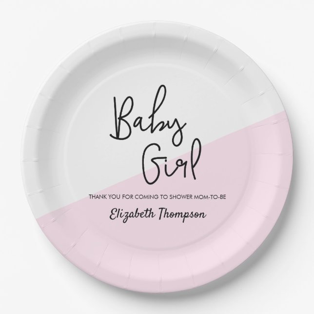 Chic Personalization Baby Girl Shower Plates (Front)