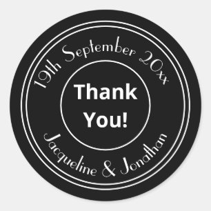 Chic Personalized B & W Thank You Envelope Seals