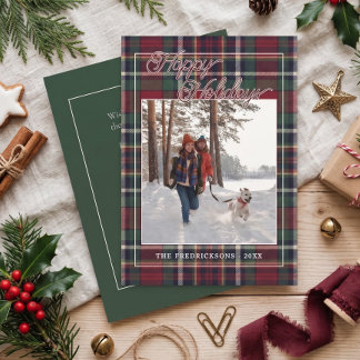 Chic Personalized Classic Plaid Pattern Holiday Card
