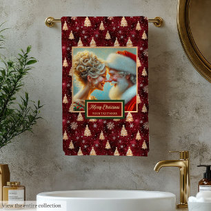 Chic Personalized Cranberry Gold Bath Towel