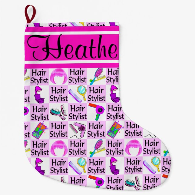 CHIC PERSONALIZED HAIR STYLIST CHRISTMAS STOCKING (Front)