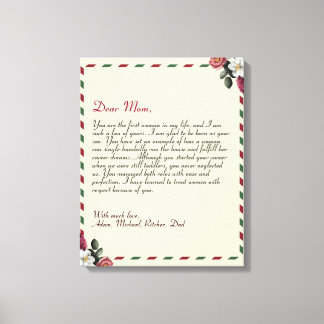 Chic Personalized Love Letter Handwritten couples Canvas Print