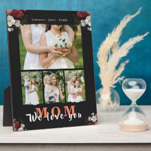 Chic Personalized Love You Mom 4 Family Photo Plaque