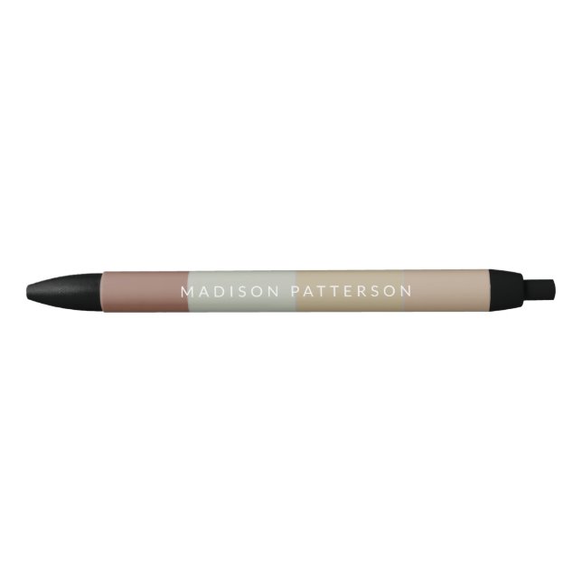 Chic Personalized Name Earth Tone Stripes Pen (Front)