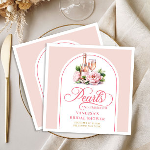 Chic Personalized Pearls and Prosecco Napkins