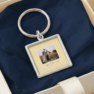 Chic Personalized Photo Text Grandma Gift Keychain