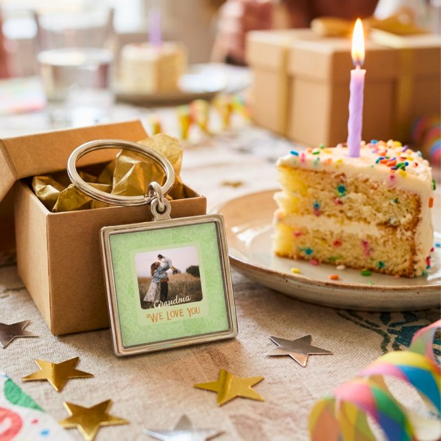 Chic Personalized Photo Text Grandma Gift Keychain (Chic Personalized Photo Text Grandma Gift Keychain)