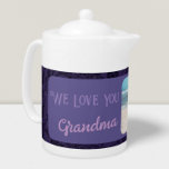 Chic Personalized Photo Text Grandma Gift Violet<br><div class="desc">Enjoy your morning tea in style with our Chic Personalized Photo Text Tea Pot. This teapot is a perfect way to add a personal touch to your tea time routine, featuring a custom front side with your photo and text. The vintage floral design provides a beautiful backdrop for your customized...</div>