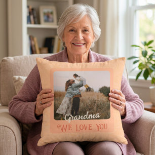 Chic Personalized Photo Text Grandparents Gift Throw Pillow