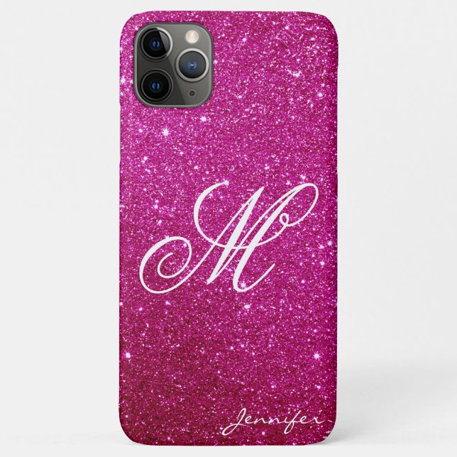 Chic Personalized pink magenta Sparkles Glitter Case-Mate iPhone Case (Back)