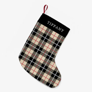 Chic Personalized Thompson Camel Plaid Pattern Small Christmas Stocking