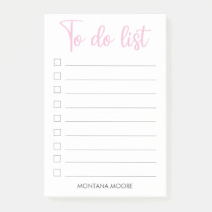 Chic Personalized To Do List Pink Handwritten Post-it Notes