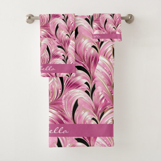 Chic Personnalisé Luxe Rose Glam Motif douche (En situation)