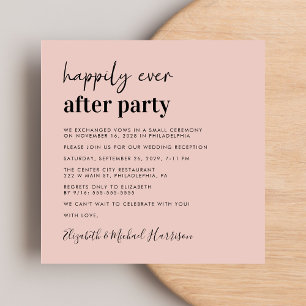 Chic Photo Blush Pink Wedding Reception Invitation