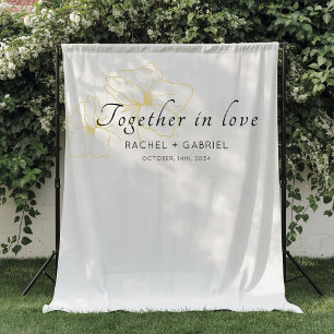 Chic Photo Booth Faux Gold Floral Wedding Tapestry