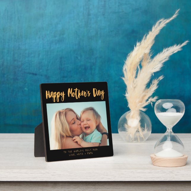 Chic Photo Calligraphy Mother’s Day Gift Black Plaque (Insitu)