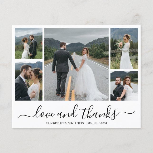 Chic Photo Collage Budget Wedding Thank You Flyer (Front)