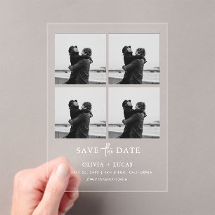 Chic Photo Collage Wedding Save The Date Acrylic Invitations