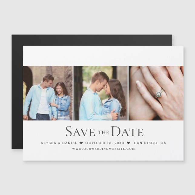 Chic Photo Grid Wedding Save the Date magnetic Invitation (Front/Back)